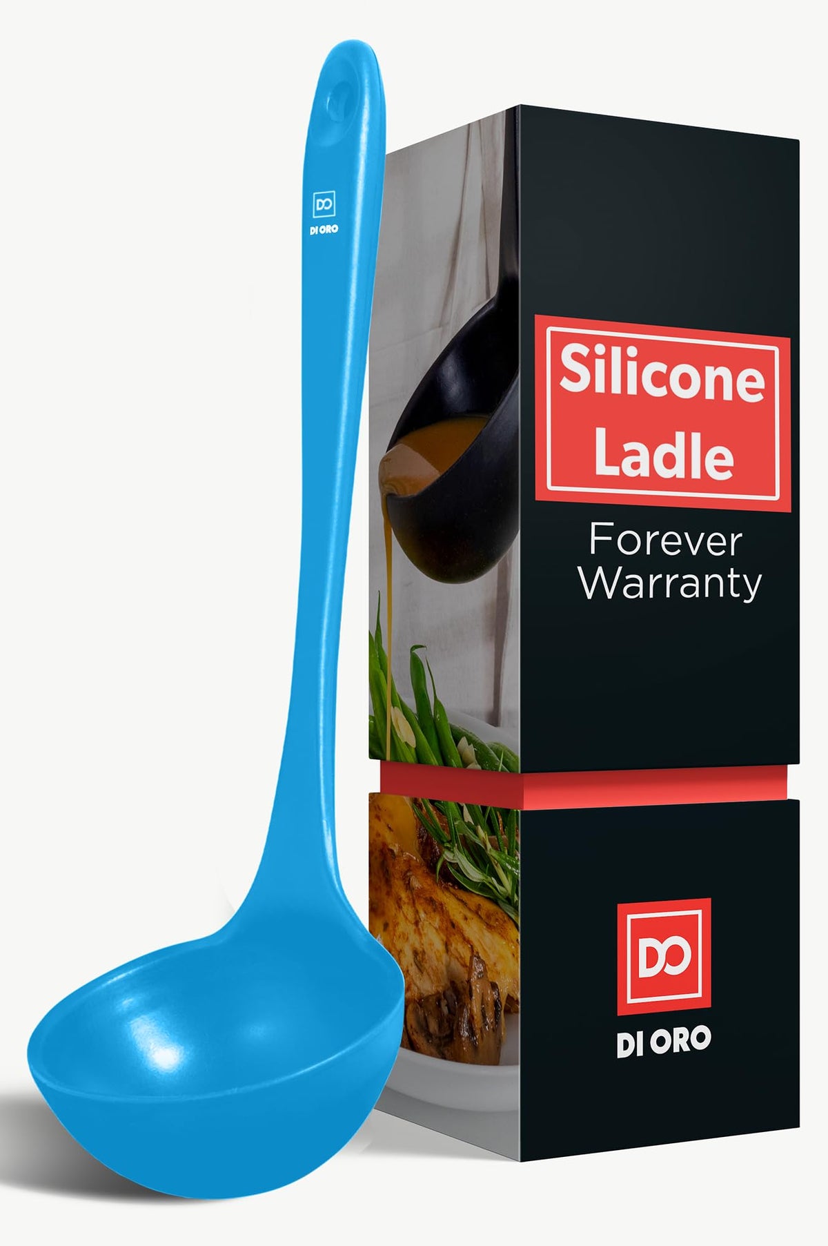 DI ORO Silicone Ladle - Soup & Serving, 600F Heat Resistant, Black
