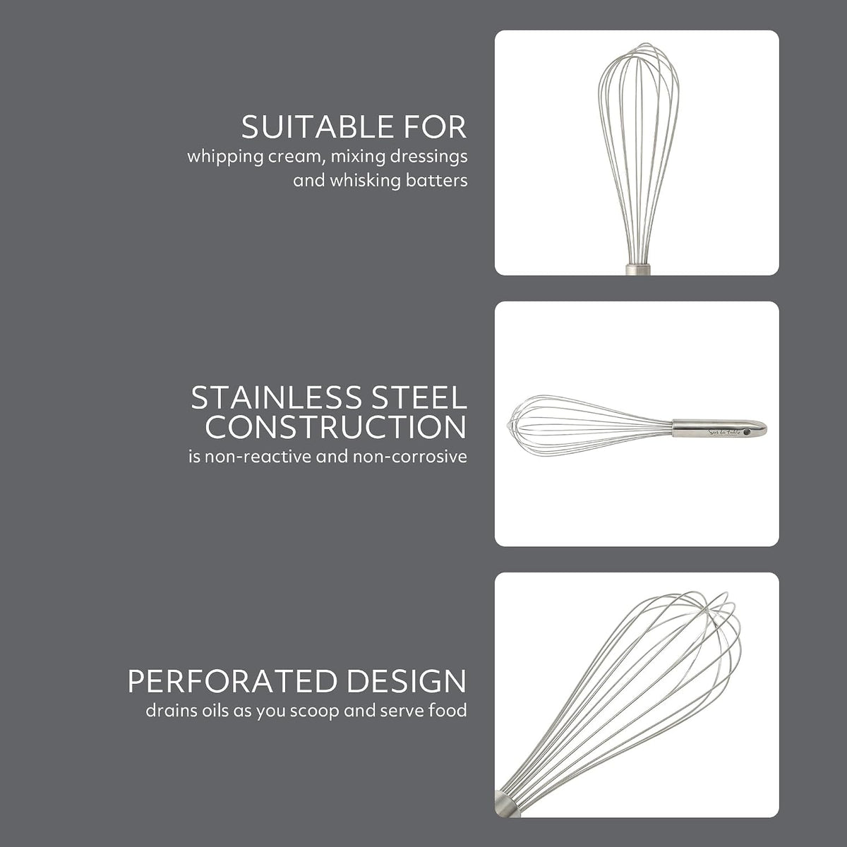 Sur La Table Kitchen Essential Steelhaus 1 Piece 12" Stainlees Steel Balloon Whisk