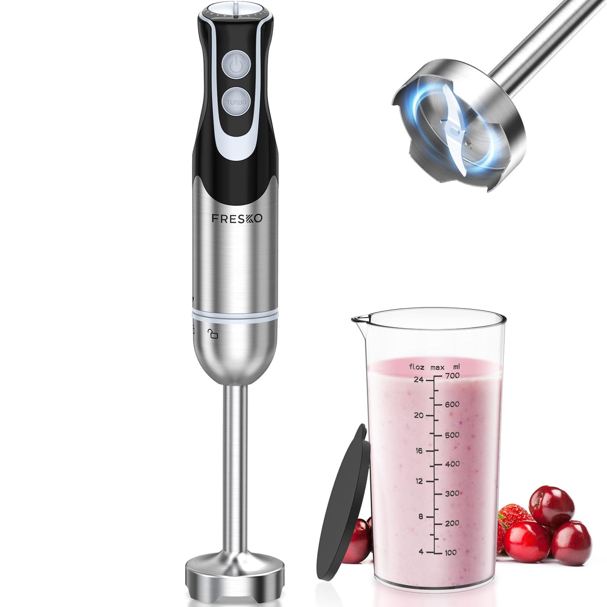 Immersion Blender Handheld, 4-In-1 Hand Blender with 12-Speeds & Turbo Mode