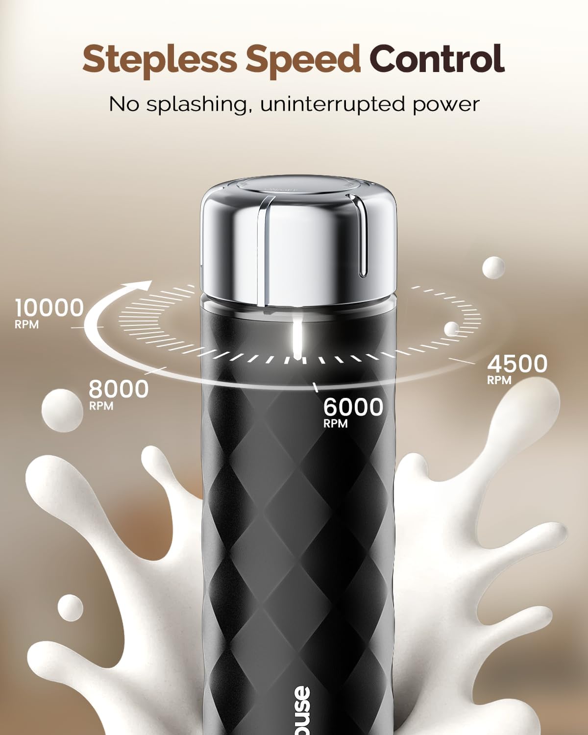 Maestri House LunaFro 2.0 Rechargeable Milk Frother, Stepless Speed Control