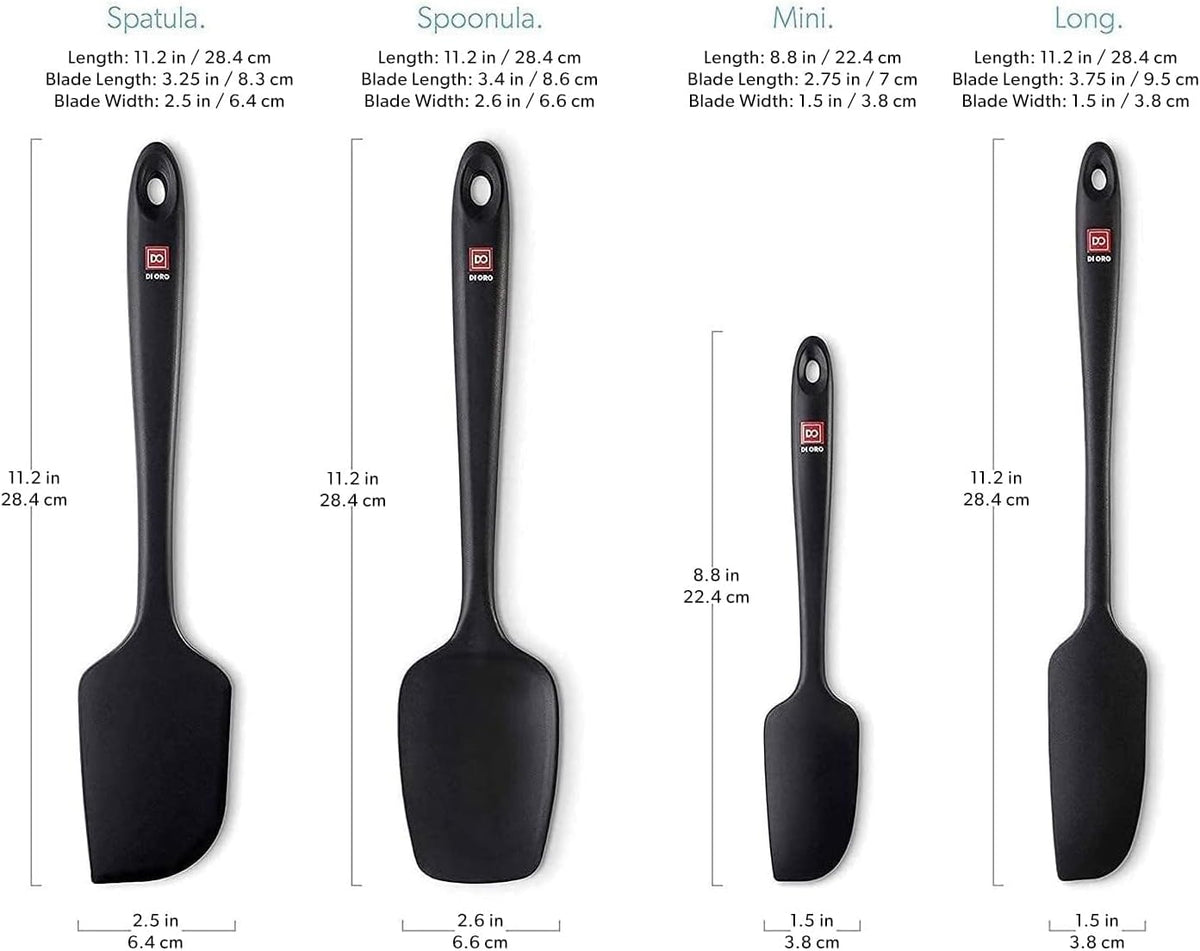 DI ORO Silicone Spatula Set - 600F Heat Resistant, 4-Pc Black
