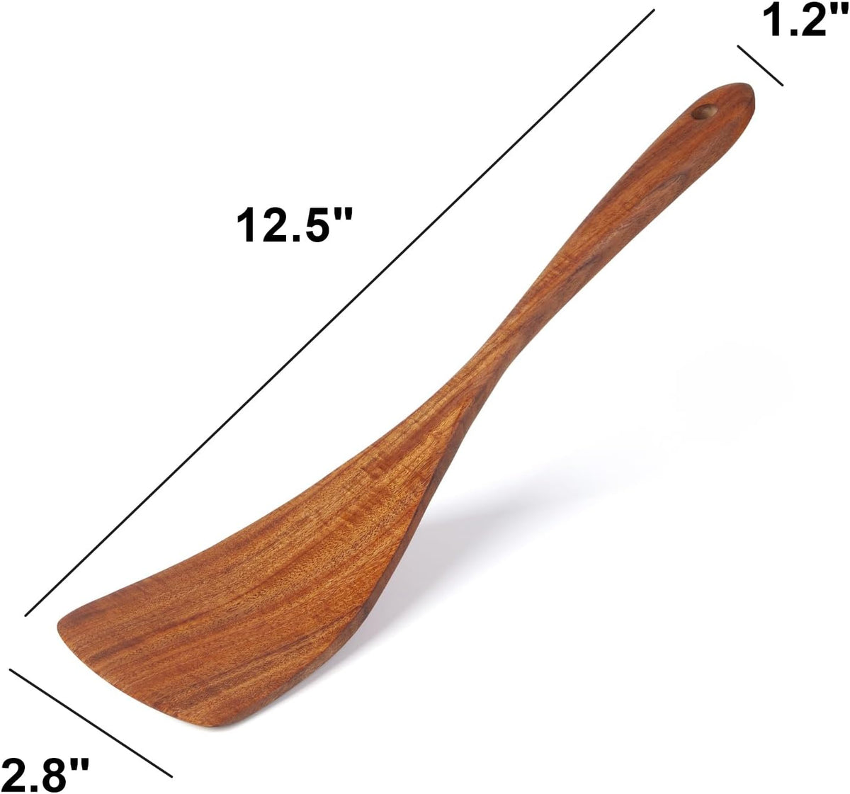 Jilla-hla Wooden Spatula Nonstick Turner Acacia Wood, Long Handle Flat Frying Spatulas Handmade for Kitchen Gifts, Ideal Cookware Utensils for Cooking Eggs, Fish, Pancakes