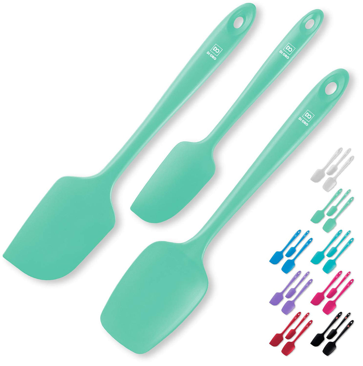 DI ORO Silicone Spatula Set - 600F Heat Resistant, 3-Pc Black
