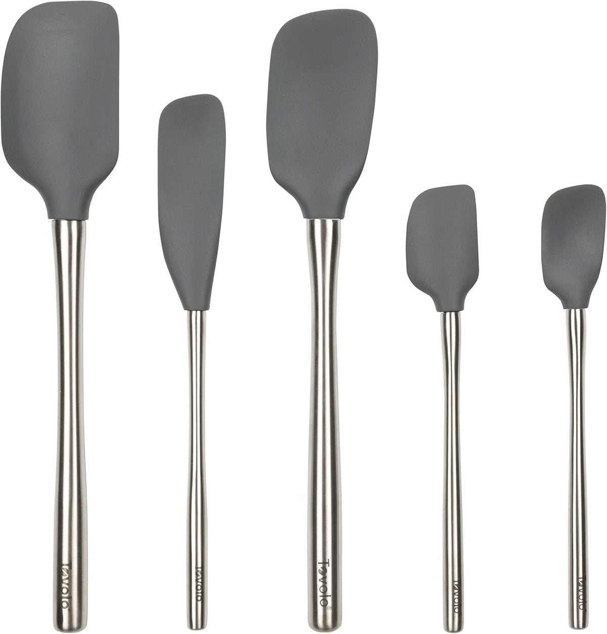 Tovolo Flex Core 5 Piece Silicone Spatula Set Heat Resistant All Silicone Utensils Include Non Stick Spatula Spoonula Jar Scraper, Dishwasher Safe BPA Free Spatulas for Baking Mixing, Cayenne Red