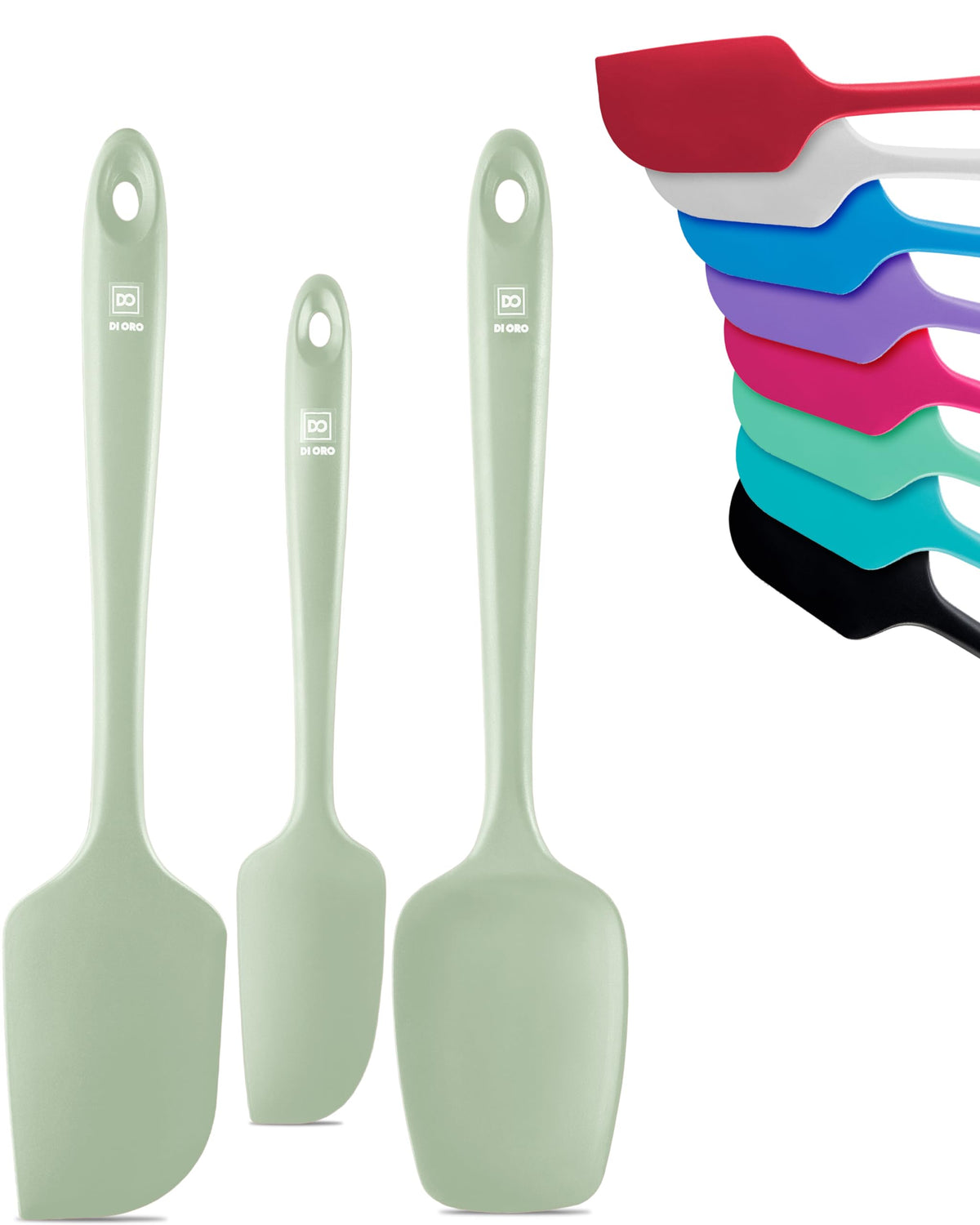 DI ORO Silicone Spatula Set - 600F Heat Resistant, 3-Pc Black