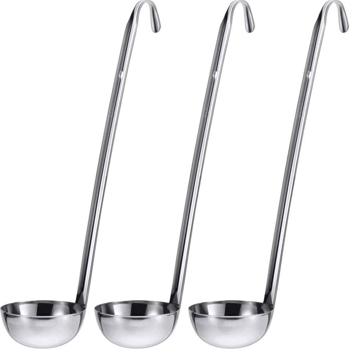 meekoo 3 Pieces Stainless Steel Ladles with Pouring Rim Long Handle,4 Oz