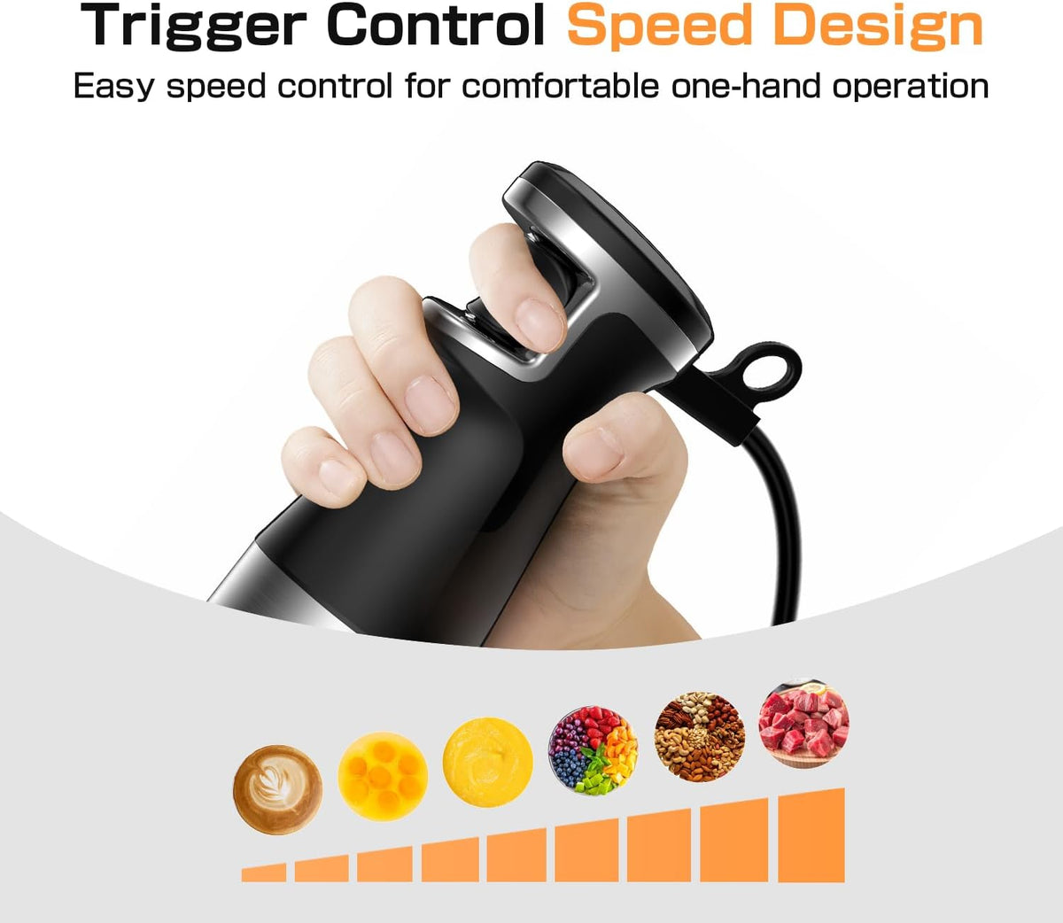 Turelar Immersion Blender Handheld 3-in-1 Hand Blender Set 1100W Heavy Duty