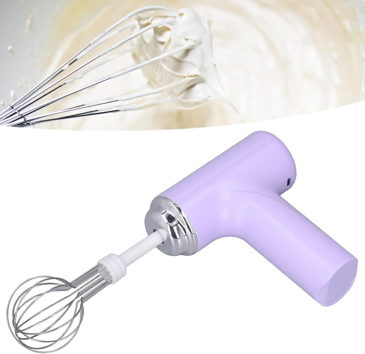 Egg Beater, Compact Electric Hand Mixer Handheld Milk Frother Portable Cordless Electric Whisk Rechargeable Small Mixer for Eggs, Milkshake Cream, Butter, Salad, Dressing