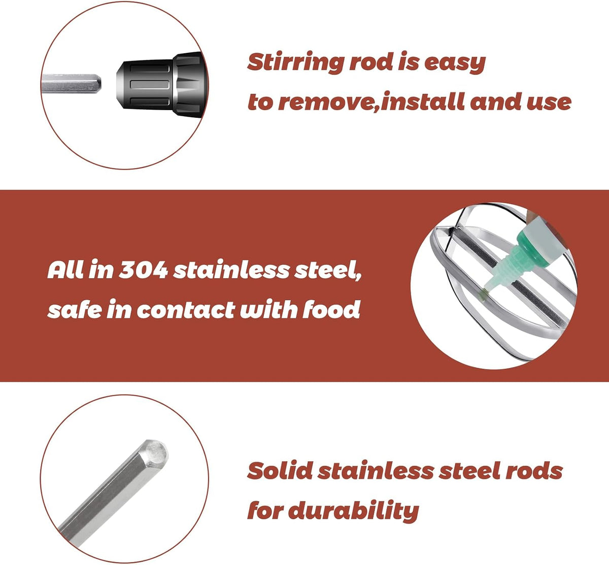 Hand Mixer Beaters used with Standard Hand Drill,Meat Chopper,Hamburger Chopper,Potato Masher,304 Stainless Steel Meat Whisk for Stirring Eggs,Chocolate,Butter,Patties and Cream