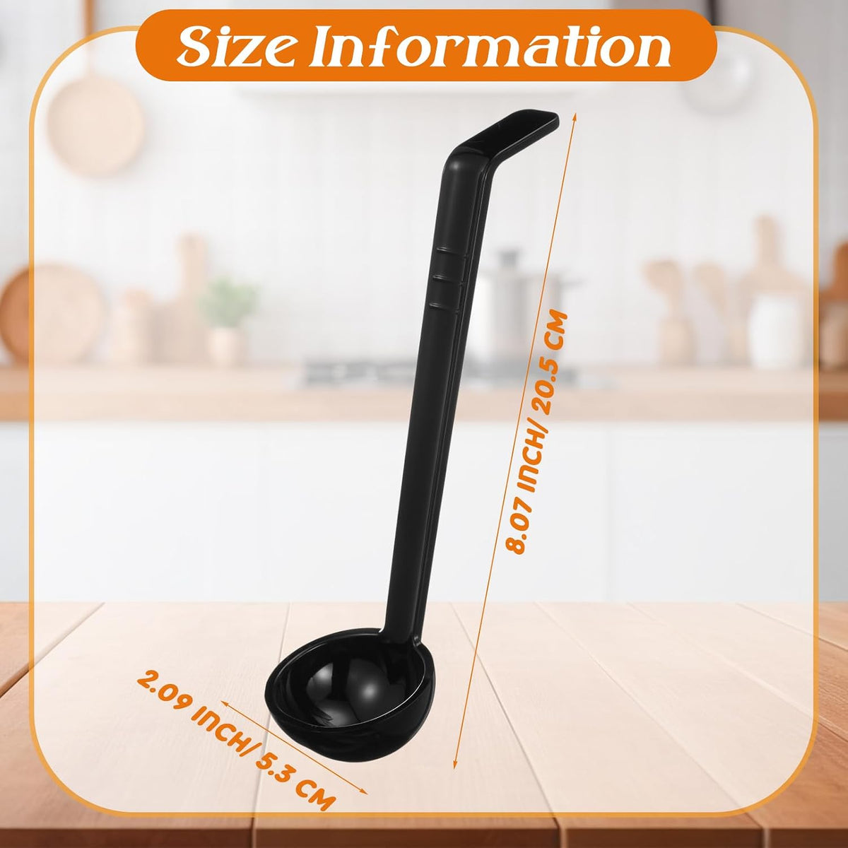 Tioncy 10 Pcs 1 oz Small Ladle 7.1 Inches Long Handle Serving Spoon, Black