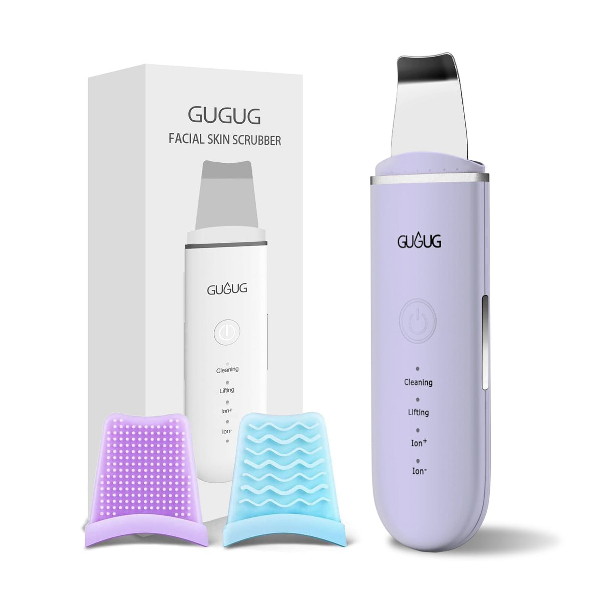 GUGUG Skin Scrubber Spatula Pore Cleaner Blackhead Remover,4 Modes,White