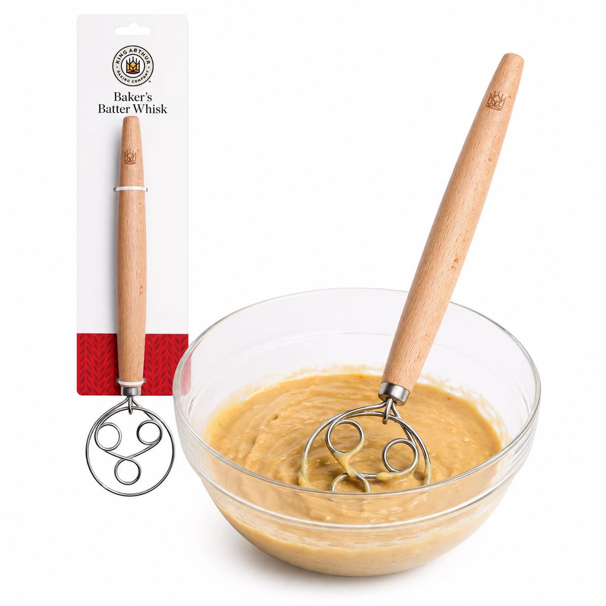 King Arthur Baking Company Baker’s Dough Whisk, Single-Loop, 18/8 Stainless Steel, For Mixing Bread, Sourdough, Pizza, And Cookie Dough