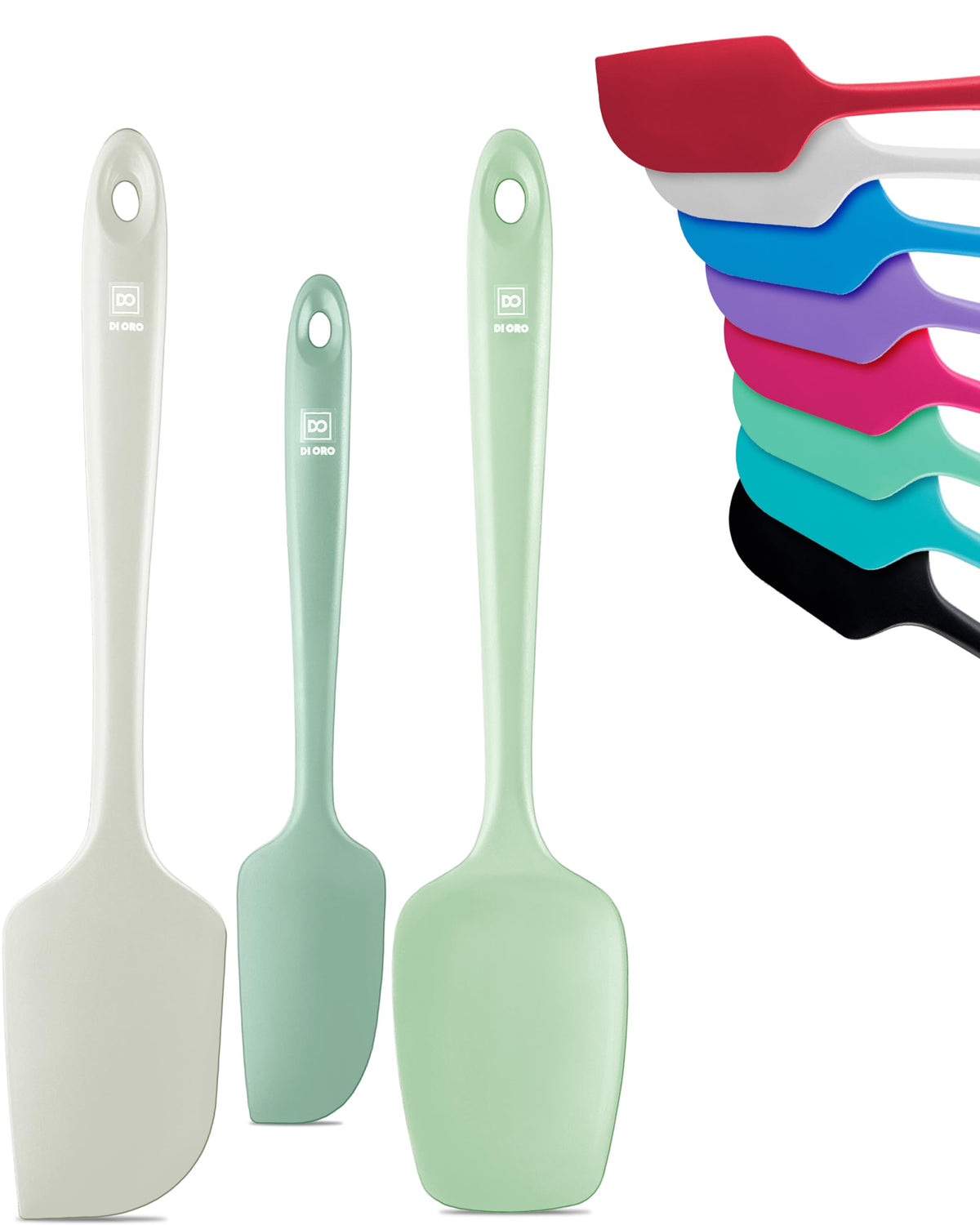 DI ORO Silicone Spatula Set - 600F Heat Resistant, 3-Pc Black