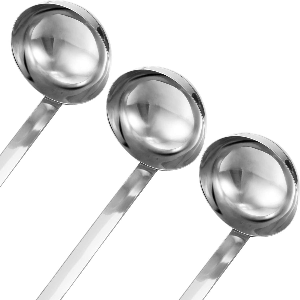 meekoo 3 Pieces Stainless Steel Ladles with Pouring Rim Long Handle,4 Oz
