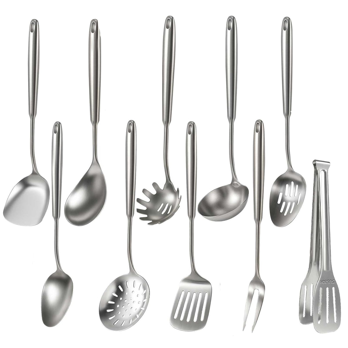 Newness Soup Ladle, [Rustproof, Heat Resistance, Integral Forming] Resilient 304 Stainless Steel Soup Spoon with Vacuum Ergonomic Round Handle, Cooking Spoon for Kitchen, 13.7 Inches