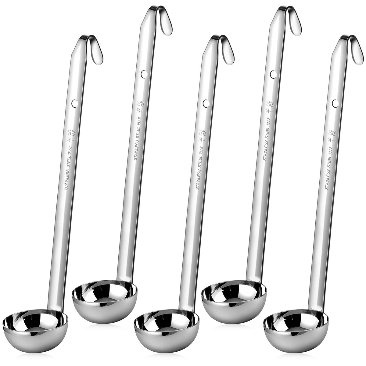Cunhill 5 Pcs Soup Ladles Stainless Steel Serving Ladle Long Handle, 4 oz