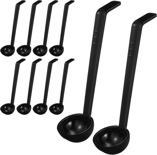 Tioncy 10 Pcs 1 oz Small Ladle 7.1 Inches Long Handle Serving Spoon, Black