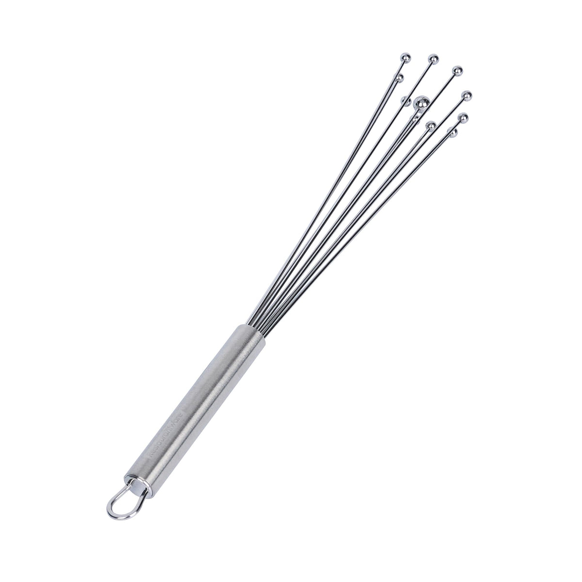 Restaurantware 10.5 in Stainless Steel Ball Whisk - German Standard Egg Beater with Ergonomic Handle, Dishwasher Safe - Manual Mixer Cooking Whisk for Baking, Stirring, Sauces, Beating