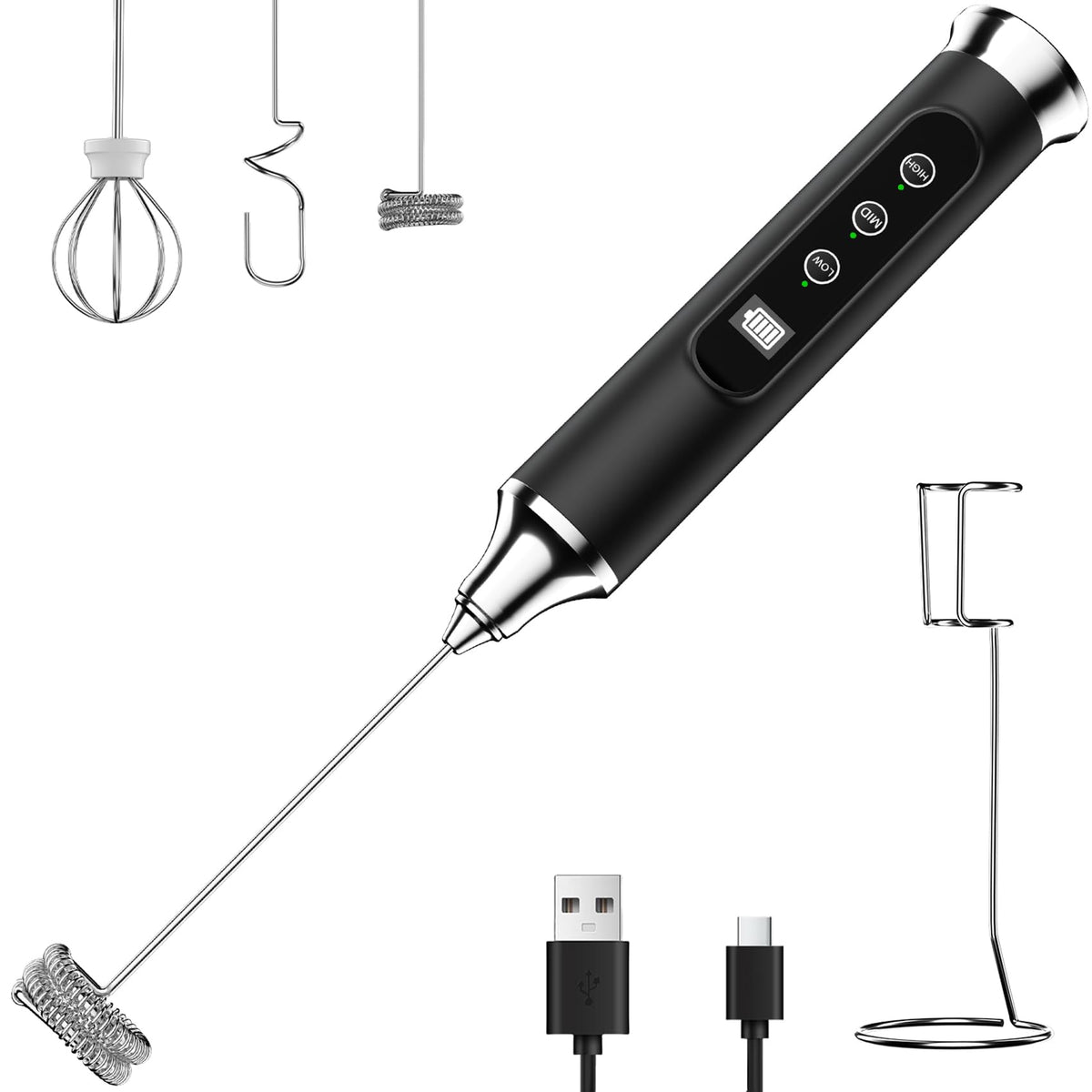 YUSWKO Milk Frother Wand for Coffee, Coffee Frother Handheld Drink Mixer