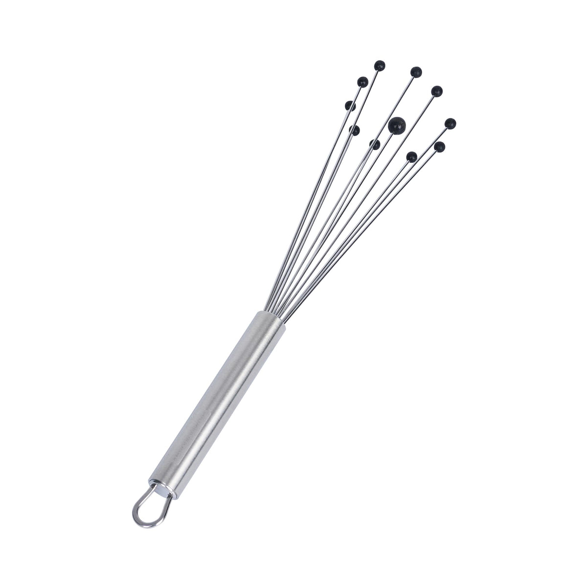 Restaurantware 10.5 in Stainless Steel Ball Whisk - German Standard Egg Beater with Ergonomic Handle, Dishwasher Safe - Manual Mixer Cooking Whisk for Baking, Stirring, Sauces, Beating