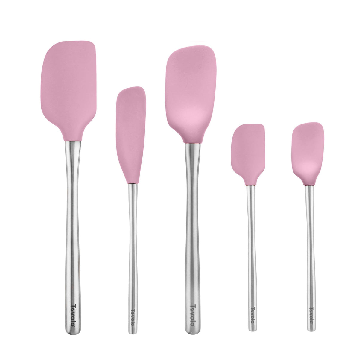 Tovolo Flex Core 5 Piece Silicone Spatula Set Heat Resistant All Silicone Utensils Include Non Stick Spatula Spoonula Jar Scraper, Dishwasher Safe BPA Free Spatulas for Baking Mixing, Cayenne Red