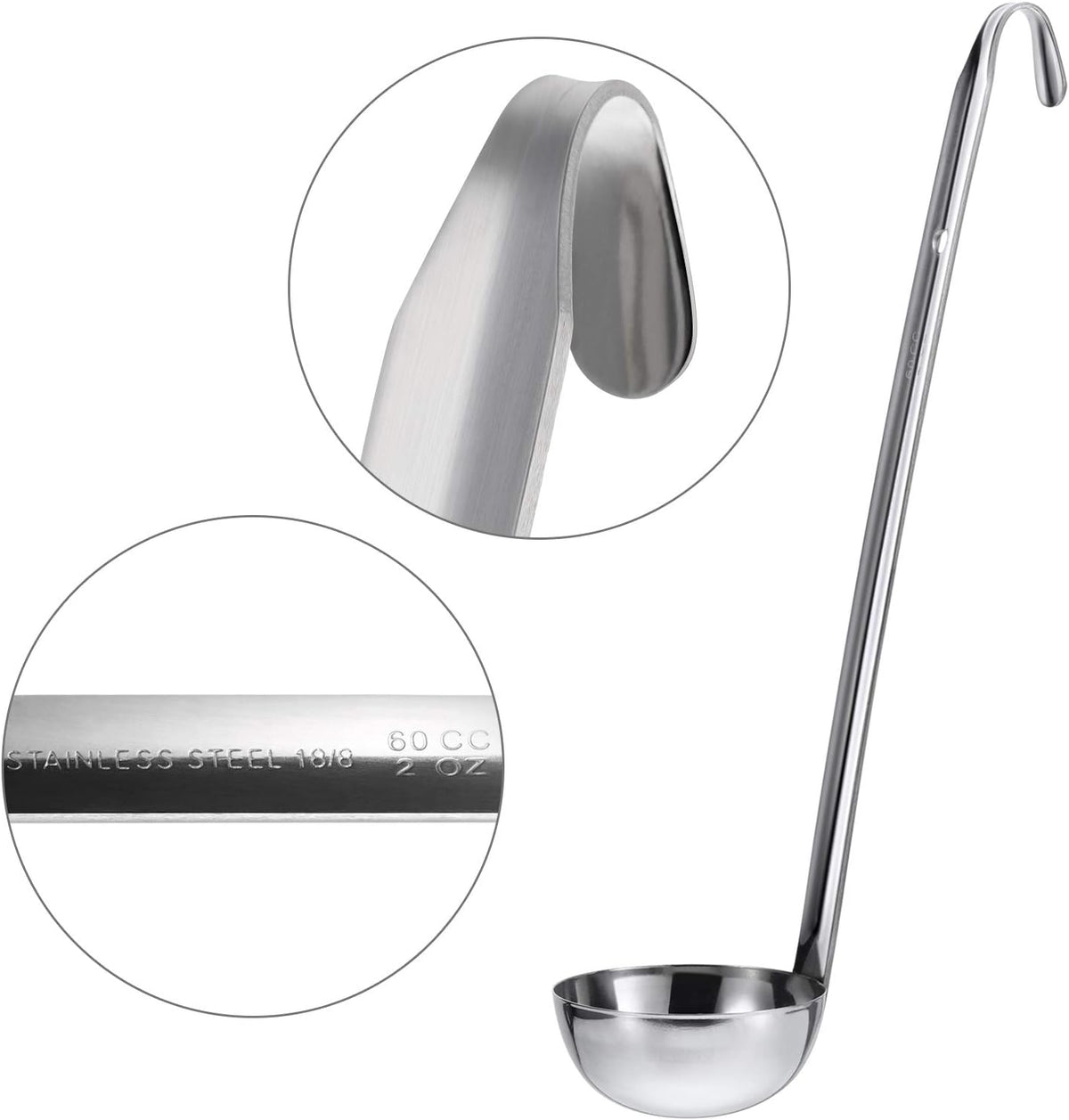 meekoo 3 Pcs Stainless Steel Ladles Soup with Long Handle,2 oz