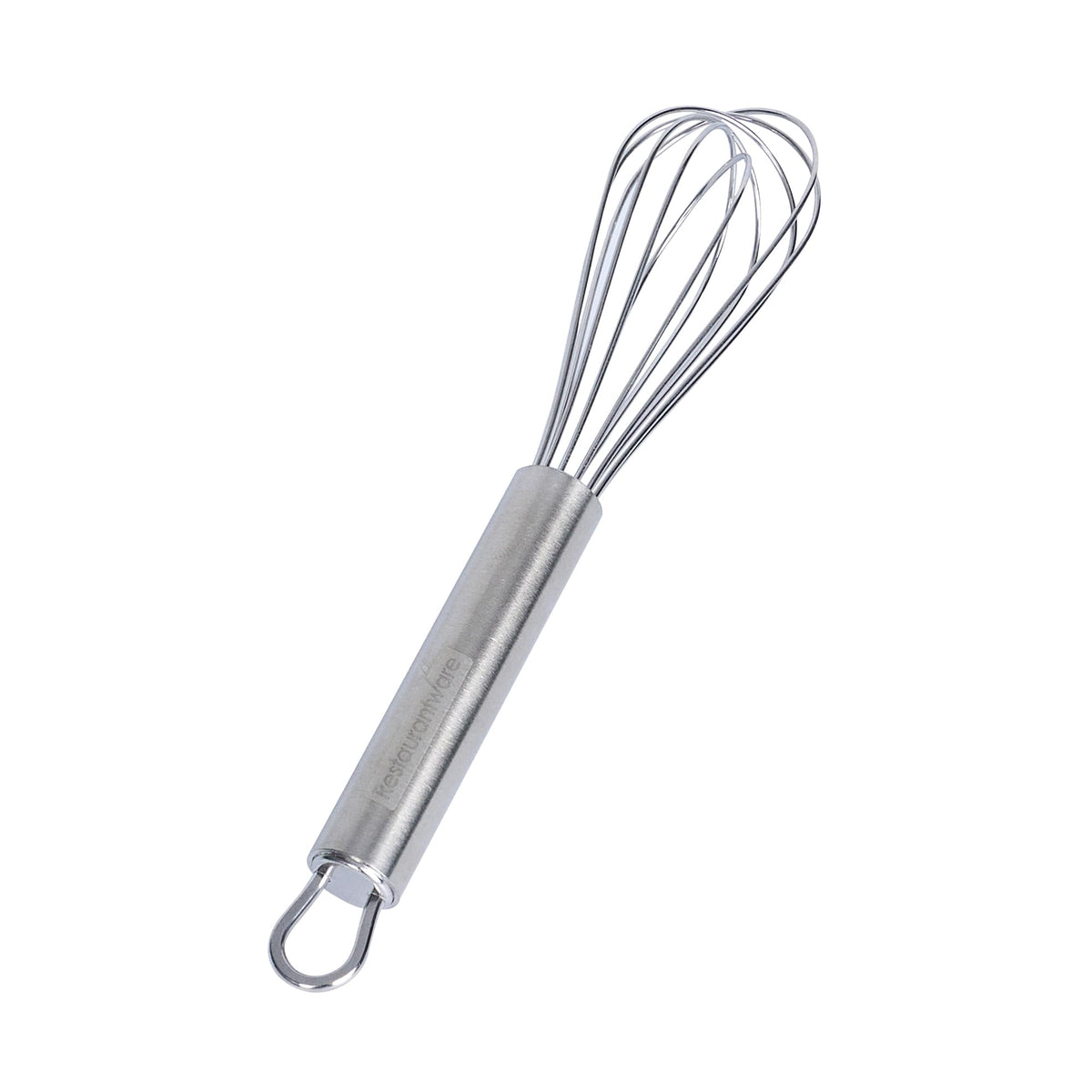 Restaurantware 10.5 in Stainless Steel Ball Whisk - German Standard Egg Beater with Ergonomic Handle, Dishwasher Safe - Manual Mixer Cooking Whisk for Baking, Stirring, Sauces, Beating