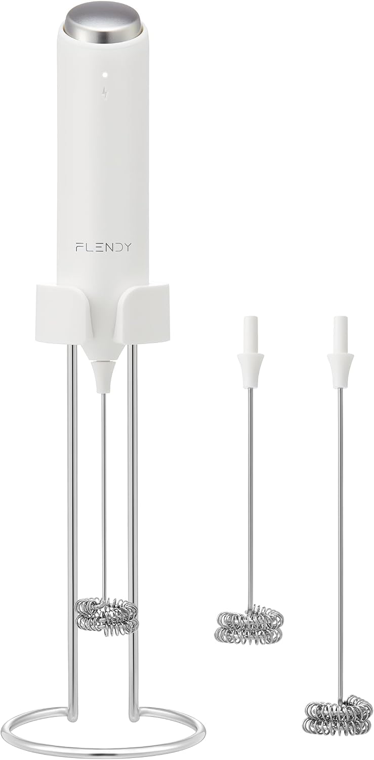 Flendy Rechargeable Milk Frother Handheld with Charging Stand