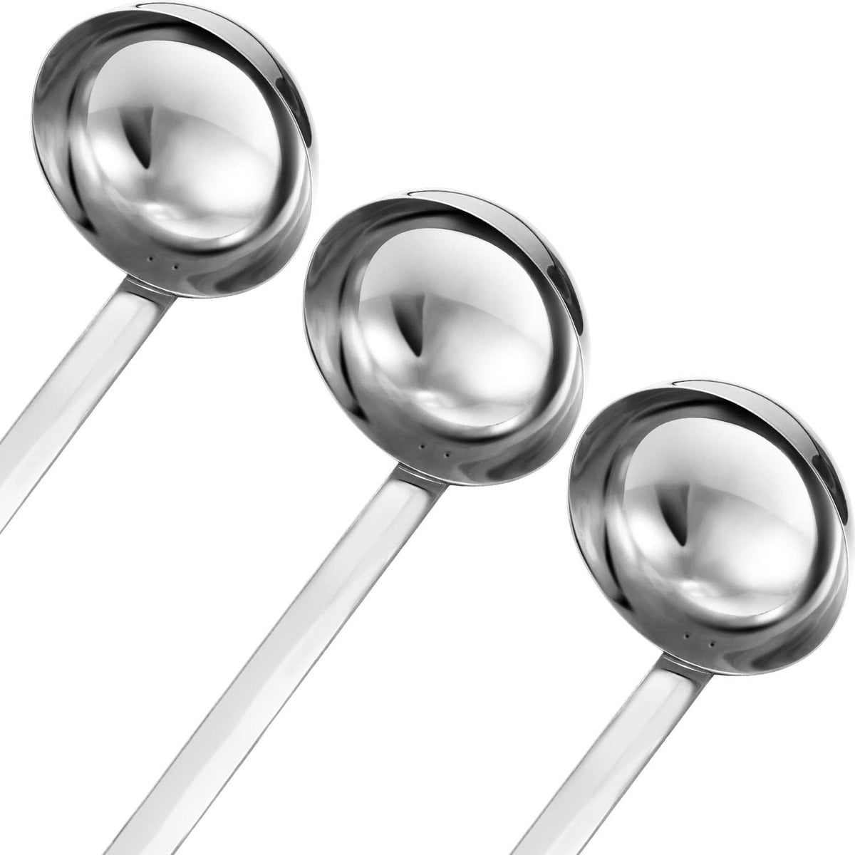 meekoo 3 Pcs Stainless Steel Ladles Soup with Long Handle, 3oz