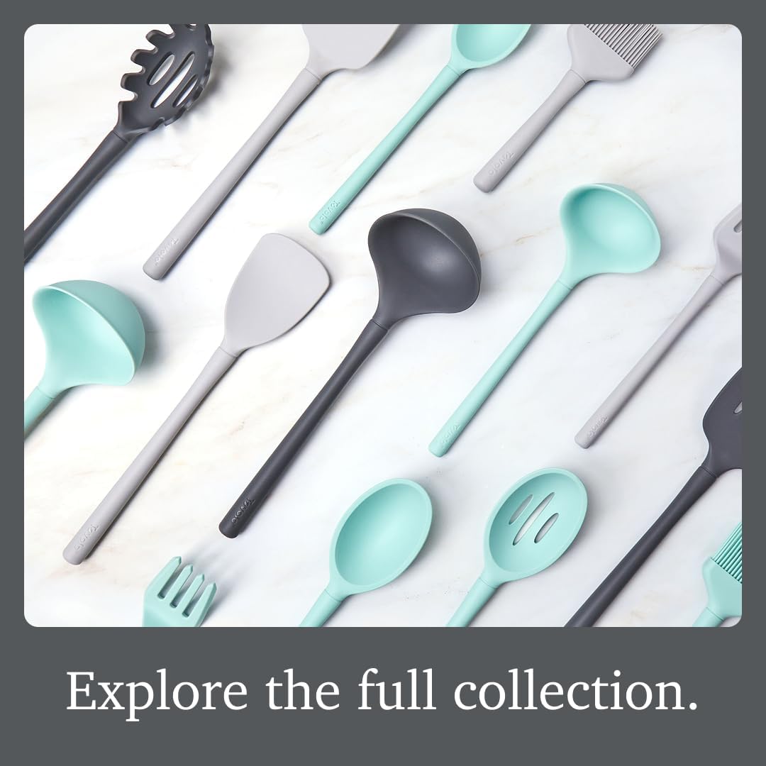 Tovolo Flex Core Silicone Ladle BPA Free Charcoal Gray Deep Silicone Soup Ladle, Heat Resistant All Silicone Ladle Construction, Large Dishwasher Sage Soup Ladle Kitchen Utensil for Cooking