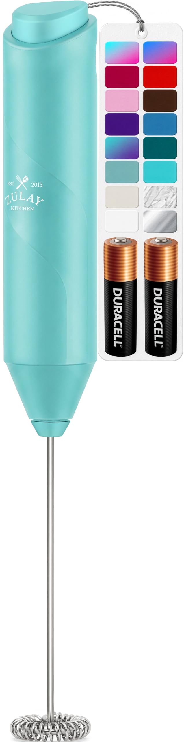 Zulay Kitchen Powerful Milk Frother Wand With Duracell Batteries - Ultra Fast Handheld Drink Mixer - Electric Whisk Foam Maker for Coffee, Lattes, Cappuccino & Matcha - Z1 Motor - Black