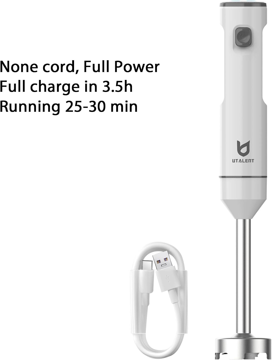 UTALENT Cordless Hand Blender with whisk for Smoothies, Milkshakes & Soups
