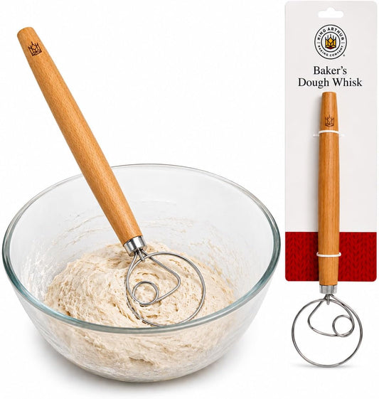 King Arthur Baking Company Baker’s Dough Whisk, Single-Loop, 18/8 Stainless Steel, For Mixing Bread, Sourdough, Pizza, And Cookie Dough