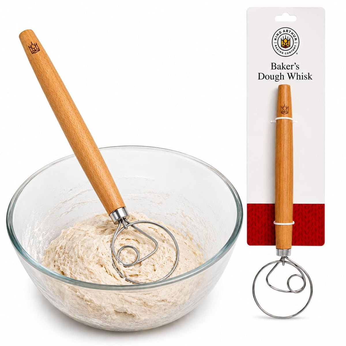 King Arthur Baking Company Baker’s Dough Whisk, Single-Loop, 18/8 Stainless Steel, For Mixing Bread, Sourdough, Pizza, And Cookie Dough