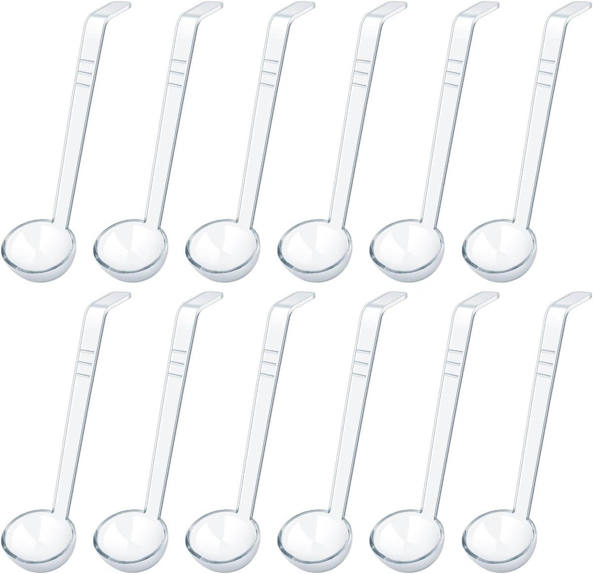 12 Pcs 1 Oz Small Ladle 7.87 Inches Mini Ladles for Serving Sauce, Soup, Dressing, Punch Bowl, Gravy, Cocktail, Fruit Juices – Clear Plastic Long Handle Ladles for Parties, Catering