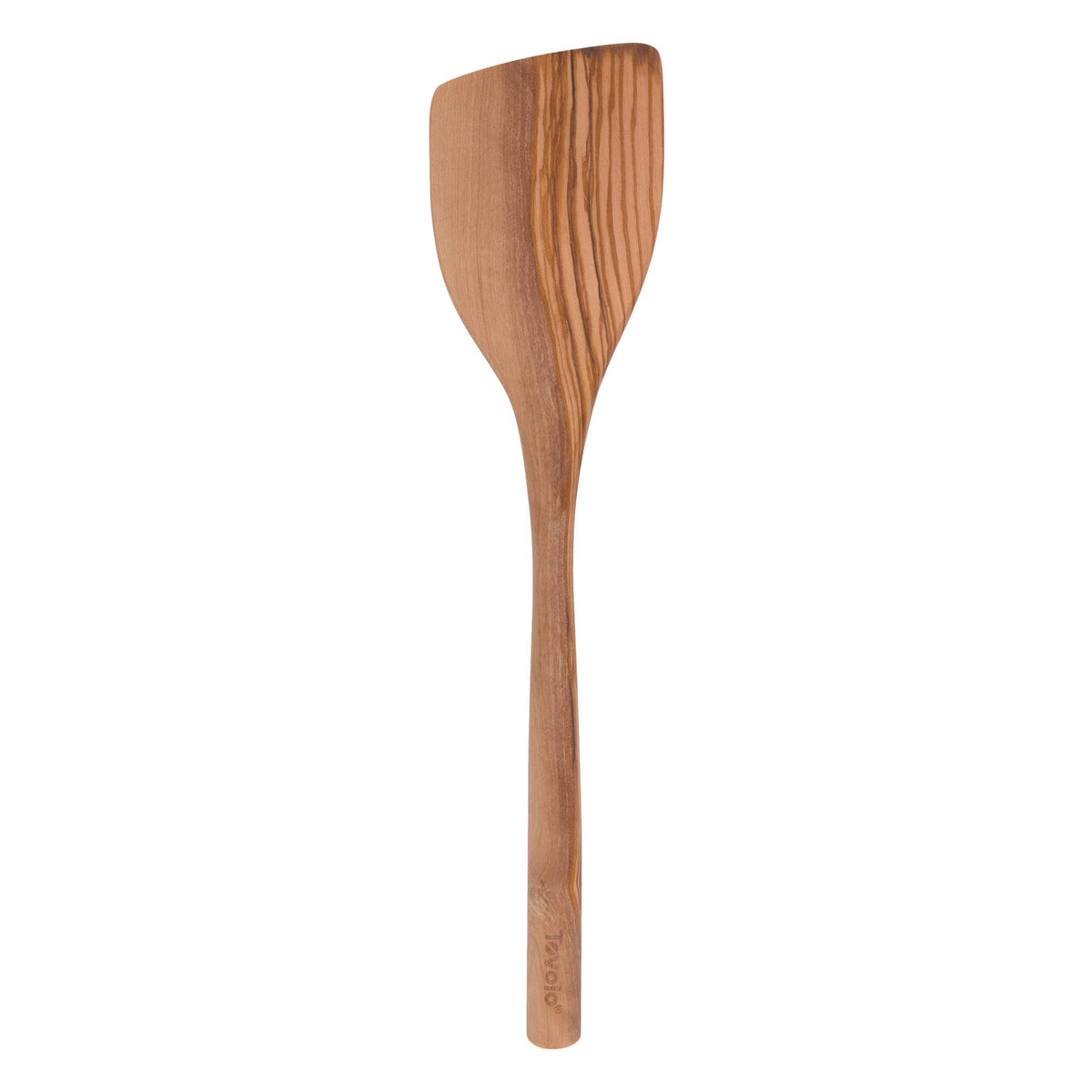 Tovolo Olivewood Angled Turner Spatula, Natural Wood Turner for Cooking & Baking, Wide Flat Edge Pancake Flipper, Safe for Nonstick Pans & Cast Iron Skillets, 12.5" Kitchen Tool
