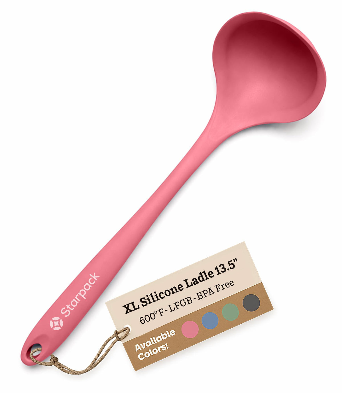 Starpack 'Ladle of Love' Premium Silicone Ladle Spoon 11" - Soup Ladles High Heat Resistant to 600°F - Kitchen Laldes for Serving - Non Stick Silicone Ladles - LFGB Grade Rubber Cooking Spoon - Blue