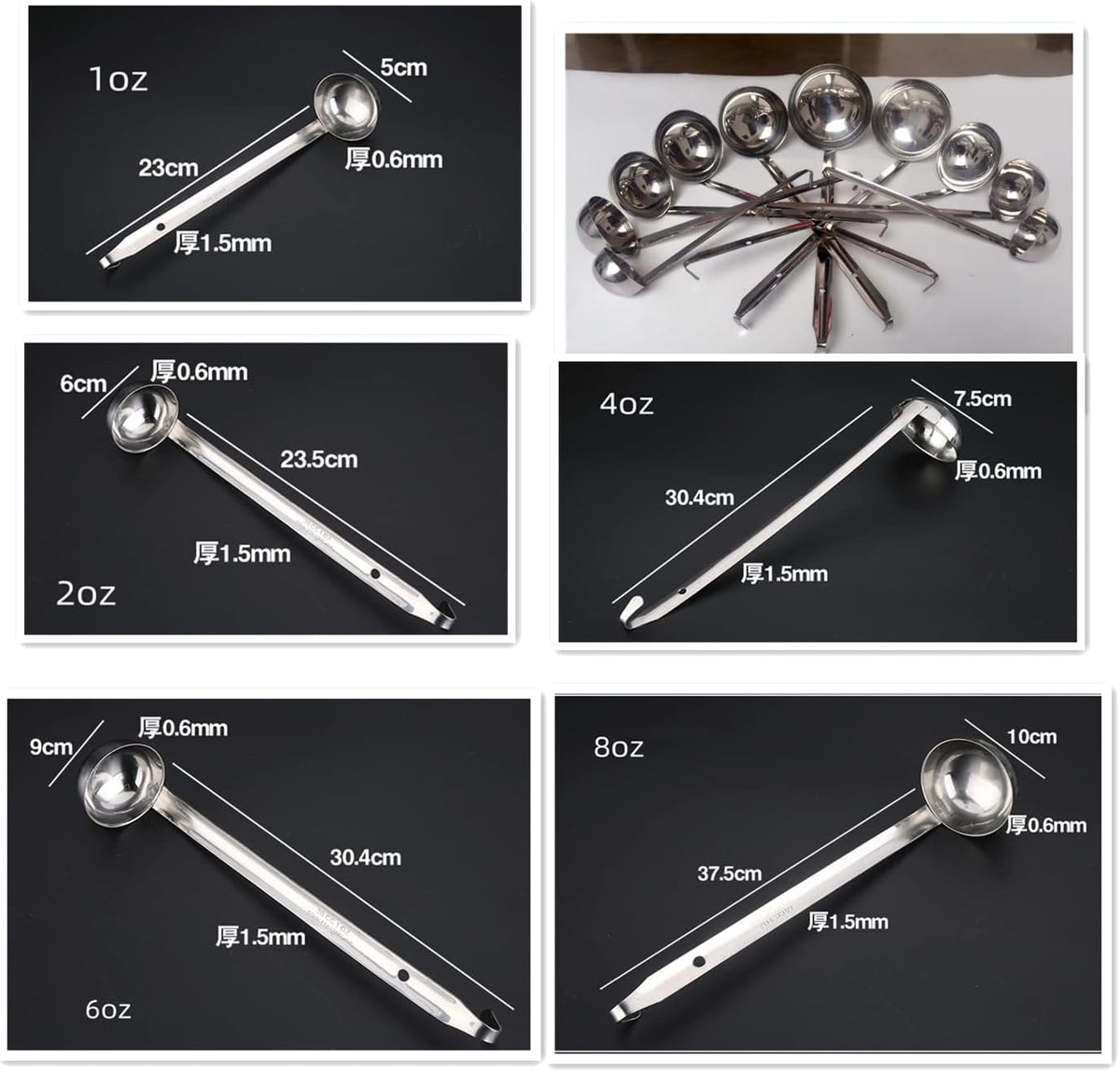 Stainless Steel Soup Ladle Set Long Handled Spoons with Pouring
