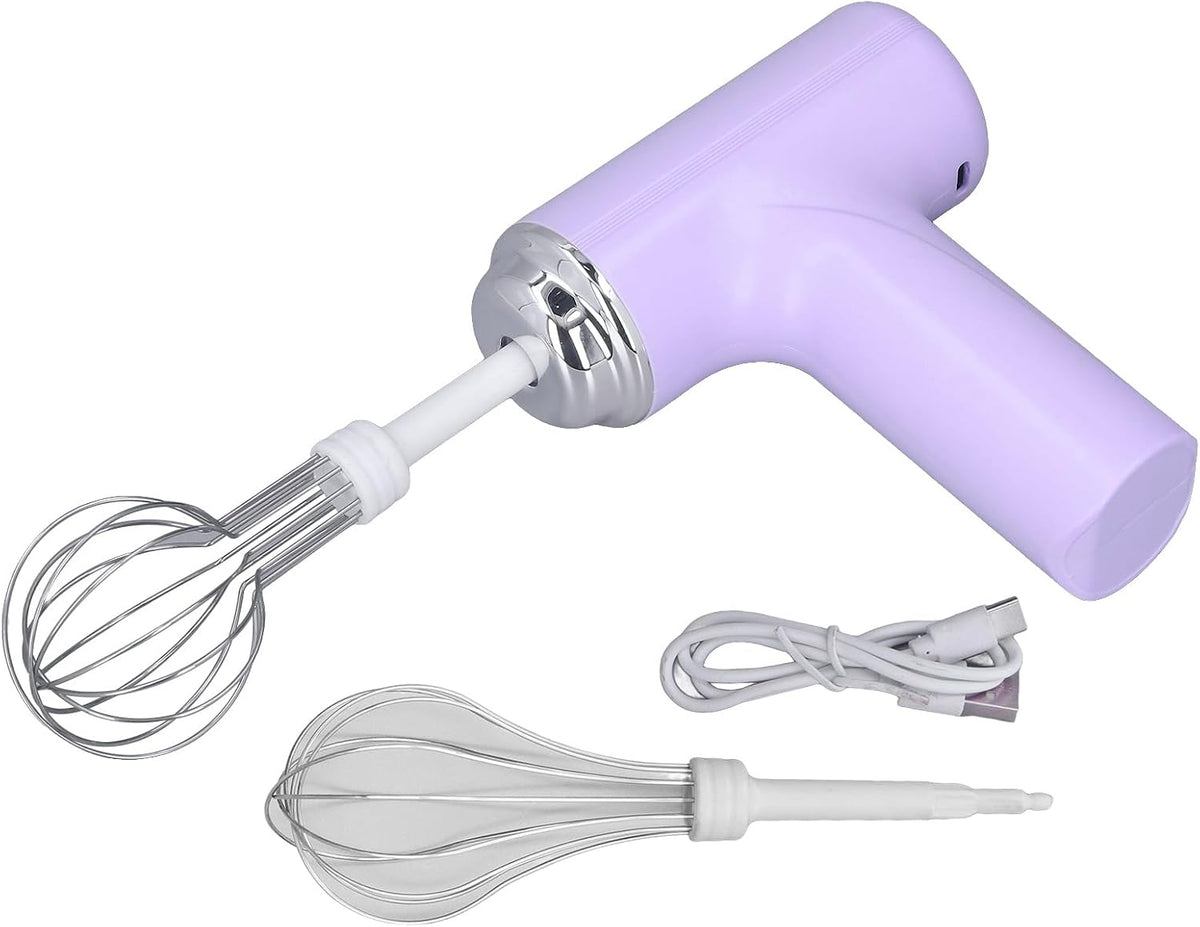 Egg Beater, Compact Electric Hand Mixer Handheld Milk Frother Portable Cordless Electric Whisk Rechargeable Small Mixer for Eggs, Milkshake Cream, Butter, Salad, Dressing