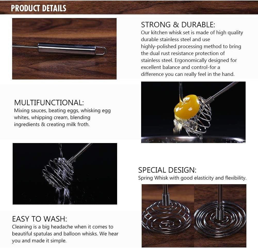 Whisk, Stainless Steel Spring Whisk, Balloon Whisk Egg Beater for Blending, Whisking, Beating, or Stirring