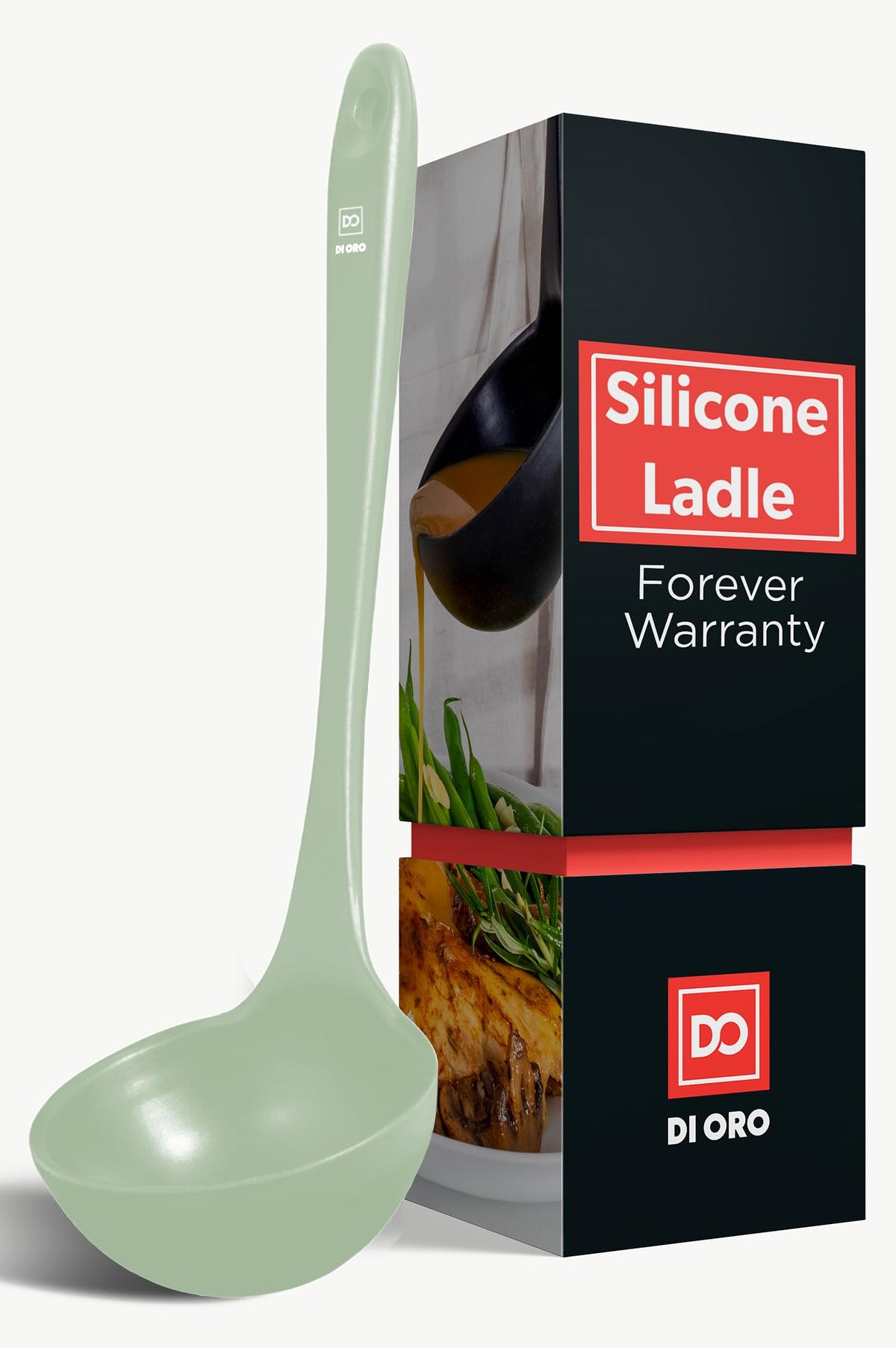DI ORO Silicone Ladle - Soup & Serving, 600F Heat Resistant, Black