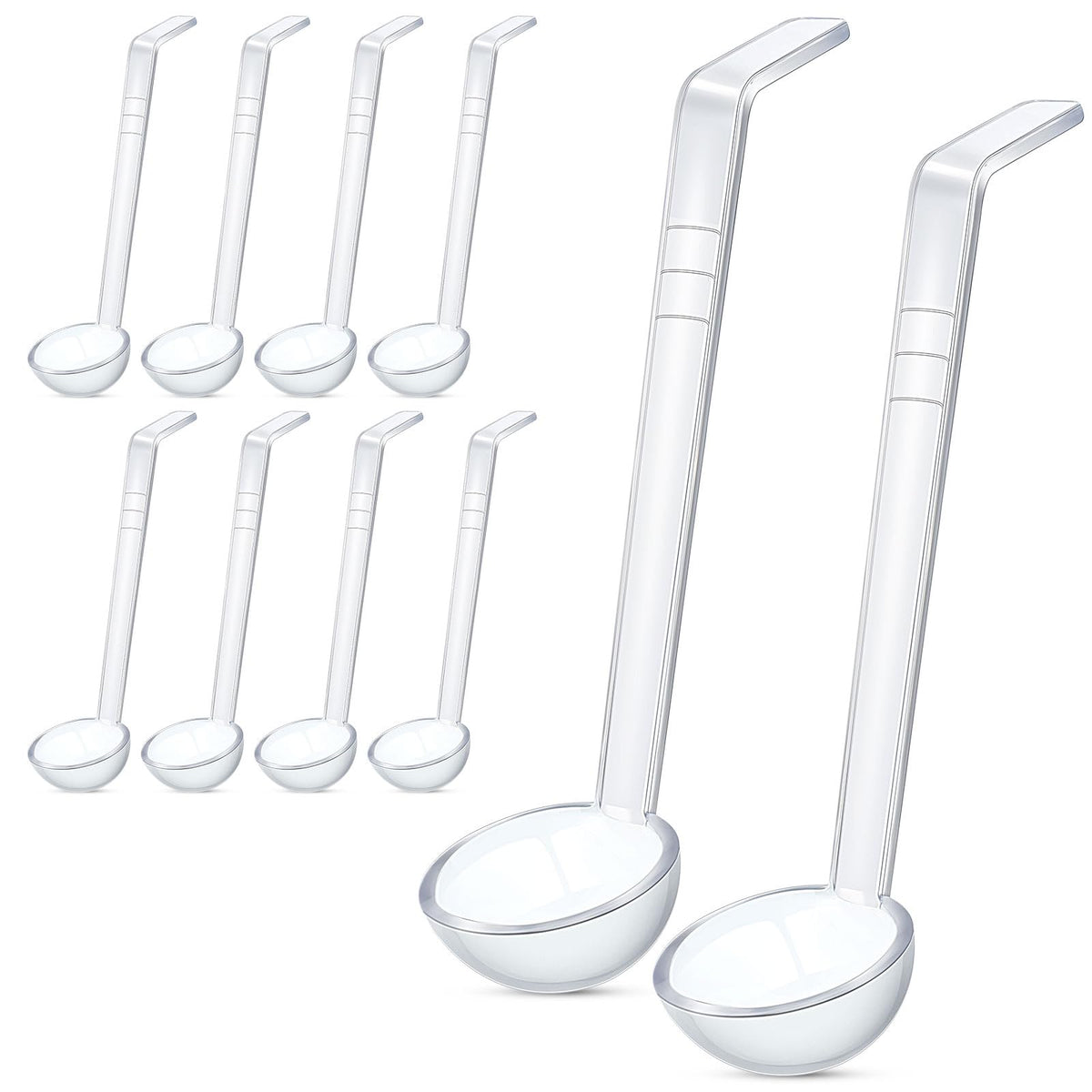 Tioncy 10 Pcs 1 oz Small Ladle 7.1 Inches Long Handle Serving Spoon, Black
