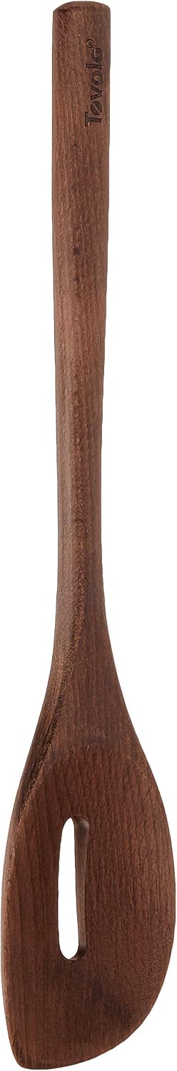 Tovolo Olivewood Angled Turner Spatula, Natural Wood Turner for Cooking & Baking, Wide Flat Edge Pancake Flipper, Safe for Nonstick Pans & Cast Iron Skillets, 12.5" Kitchen Tool