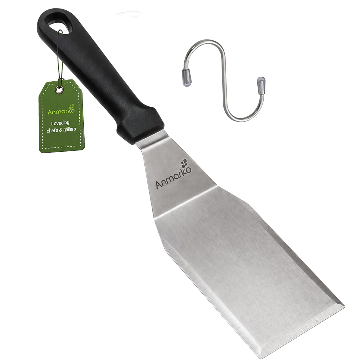 Metal Spatula Stainless Steel and Scraper - Professional Chef Griddle Spatulas Set of 3 - Heavy Duty Accessories Great for Cast Iron BBQ Flat Top Grill Skillet Pan - Commercial Grade