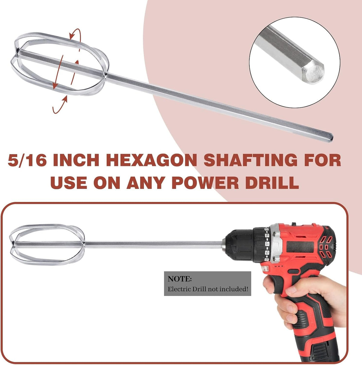 Hand Mixer Beaters used with Standard Hand Drill,Meat Chopper,Hamburger Chopper,Potato Masher,304 Stainless Steel Meat Whisk for Stirring Eggs,Chocolate,Butter,Patties and Cream
