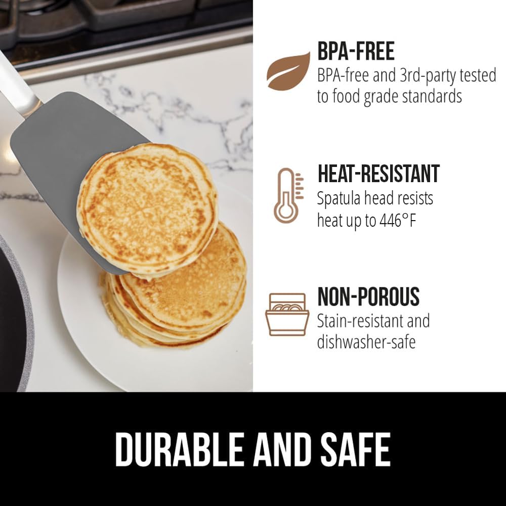GORILLA GRIP Patented Nonstick Spatula for Frying Pan, 2PK, 11.6 inch, Gray