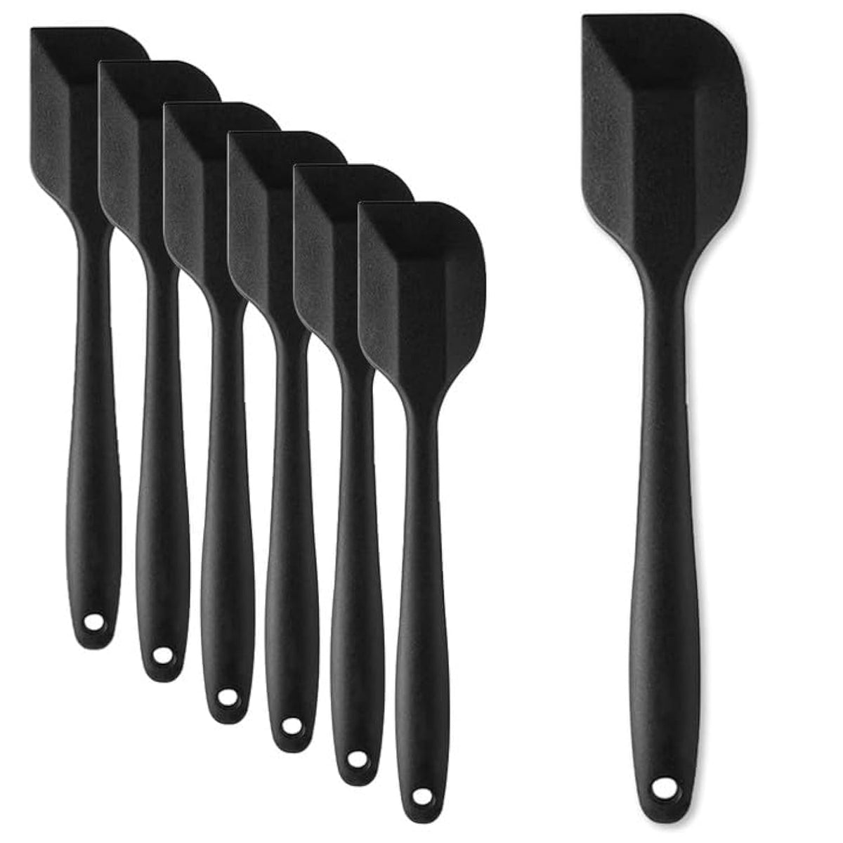 KAKAMINA Black Silicone Spatulas, 8 Pack 8.5 Inch, Sturdy Steel Core