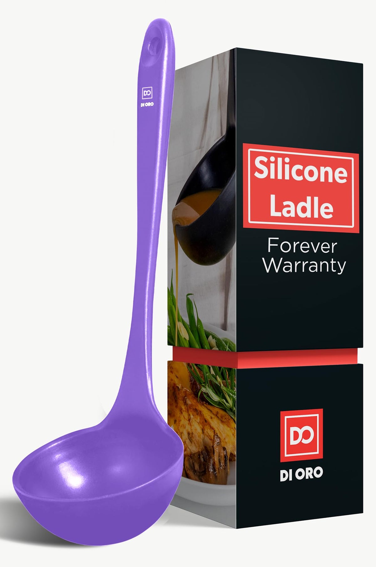 DI ORO Silicone Ladle - Soup & Serving, 600F Heat Resistant, Black