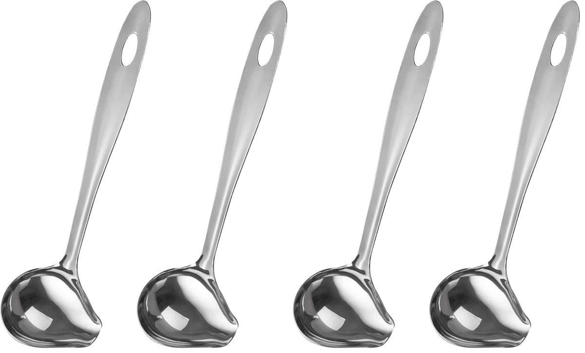 2 PCS Gravy Ladle with Pour Spout, 10.6 inch Long Handle Sauce Ladle, Stainless Steel Saucier Drizzle Spoon for Spooning Gravies Sauces Dressings Kitchen Utensil