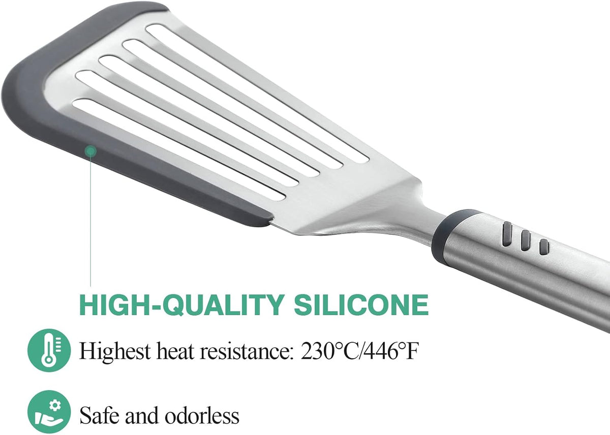 Silicone Fish Spatula, Flexible Slotted Turner for Nonstick Cookware